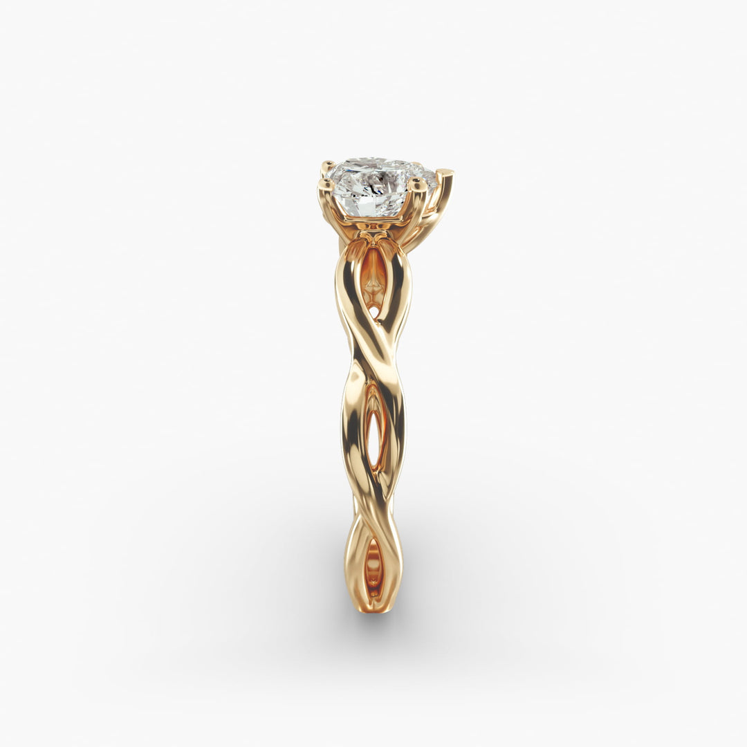 Heart Lab-Grown Diamond Ring – 5-Prong Twisted Band | IGI Certified | 10K/14K/18K Gold