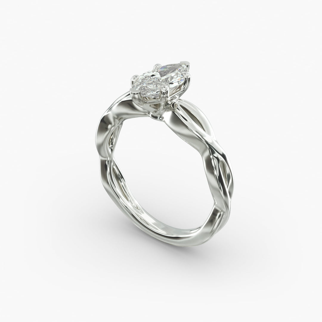 Marquise Lab-Grown Diamond Ring – Twisted Band Design | IGI Certified | 10K/14K/18K Gold