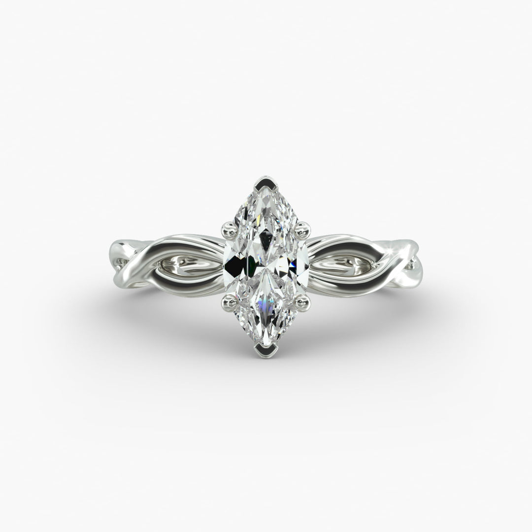 Marquise Lab-Grown Diamond Ring – Twisted Band Design | IGI Certified | 10K/14K/18K Gold