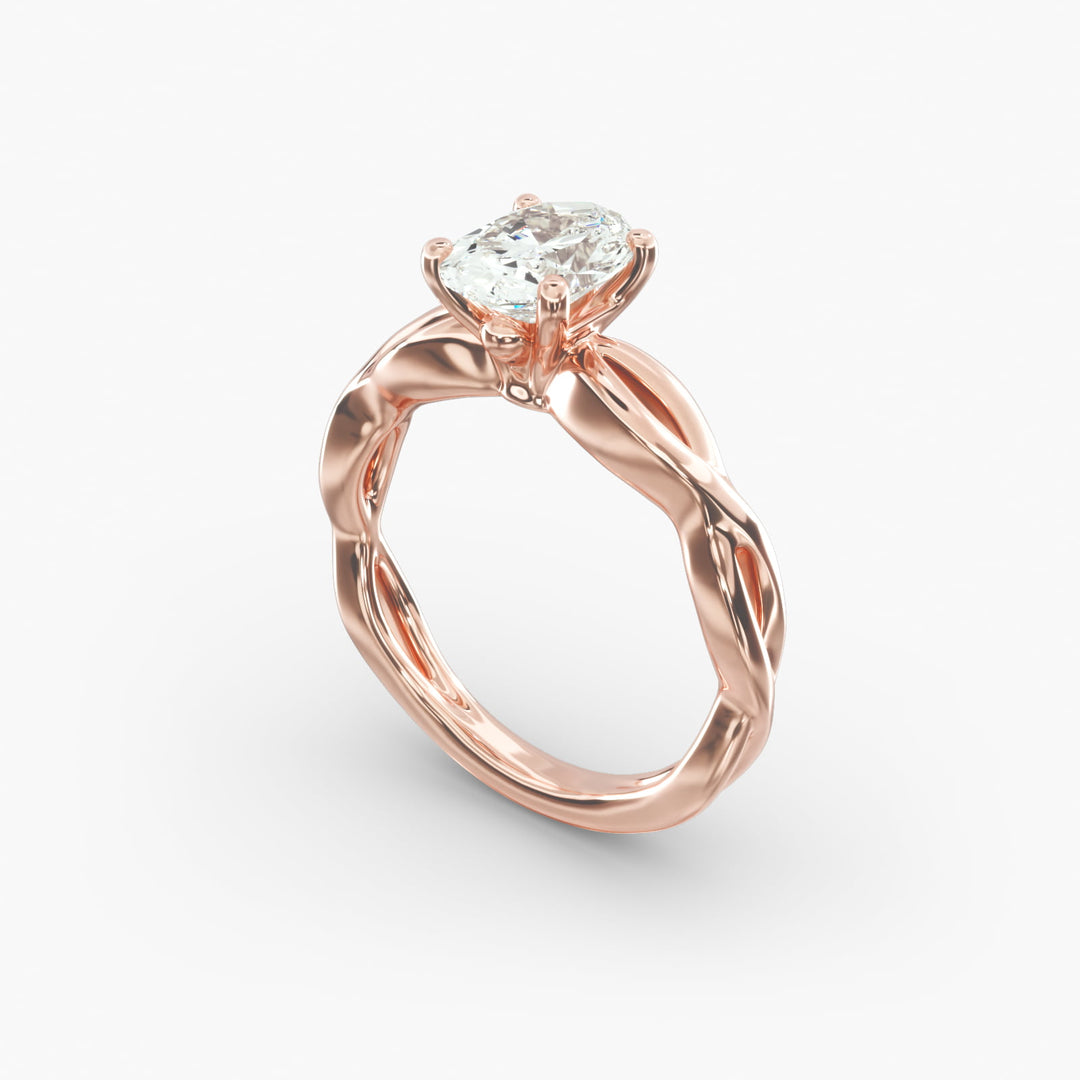 Oval Lab-Grown Diamond Ring – Twisted Band Design | IGI Certified | 10K/14K/18K Gold