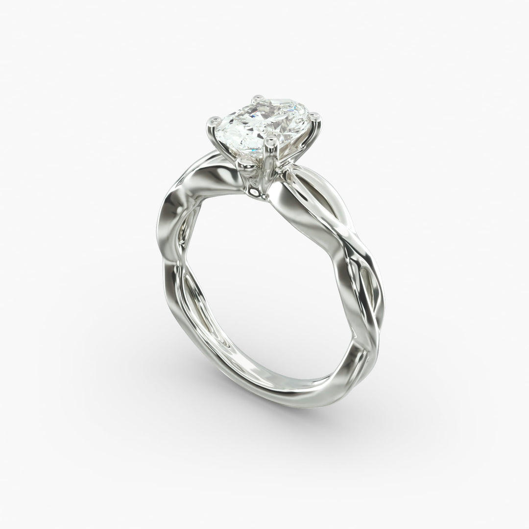 Oval Lab-Grown Diamond Ring – Twisted Band Design | IGI Certified | 10K/14K/18K Gold
