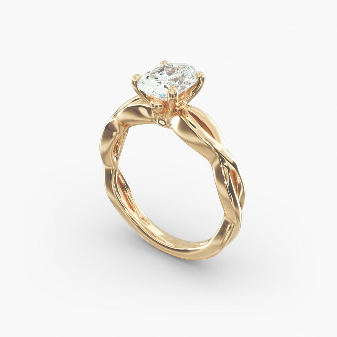Oval Lab-Grown Diamond Ring – Twisted Band Design | IGI Certified | 10K/14K/18K Gold