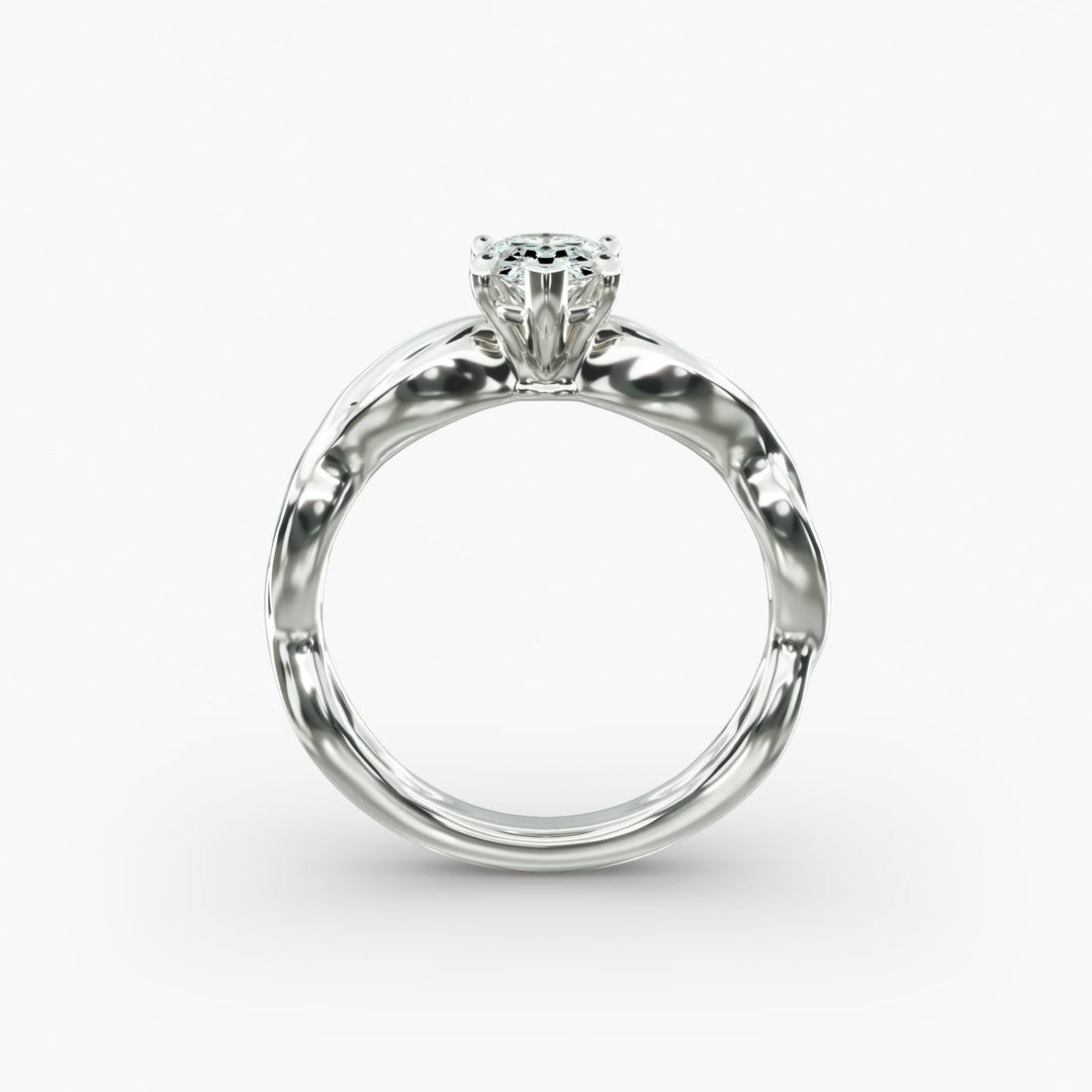 Pear Shape Lab-Grown Diamond Twisted Band Ring | IGI Certified | 10K/14K/18K Gold