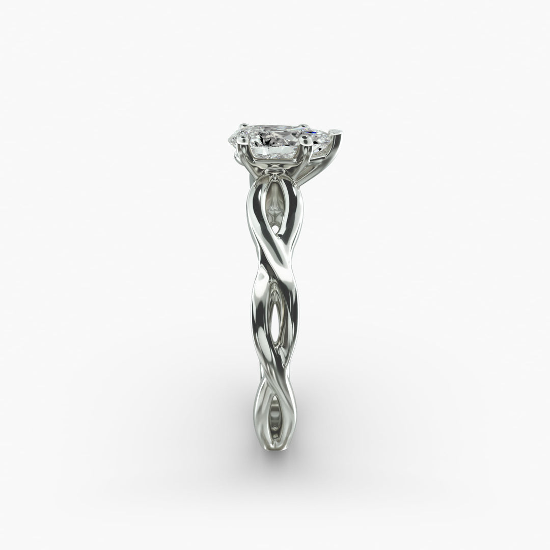 Pear Shape Lab-Grown Diamond Twisted Band Ring | IGI Certified | 10K/14K/18K Gold
