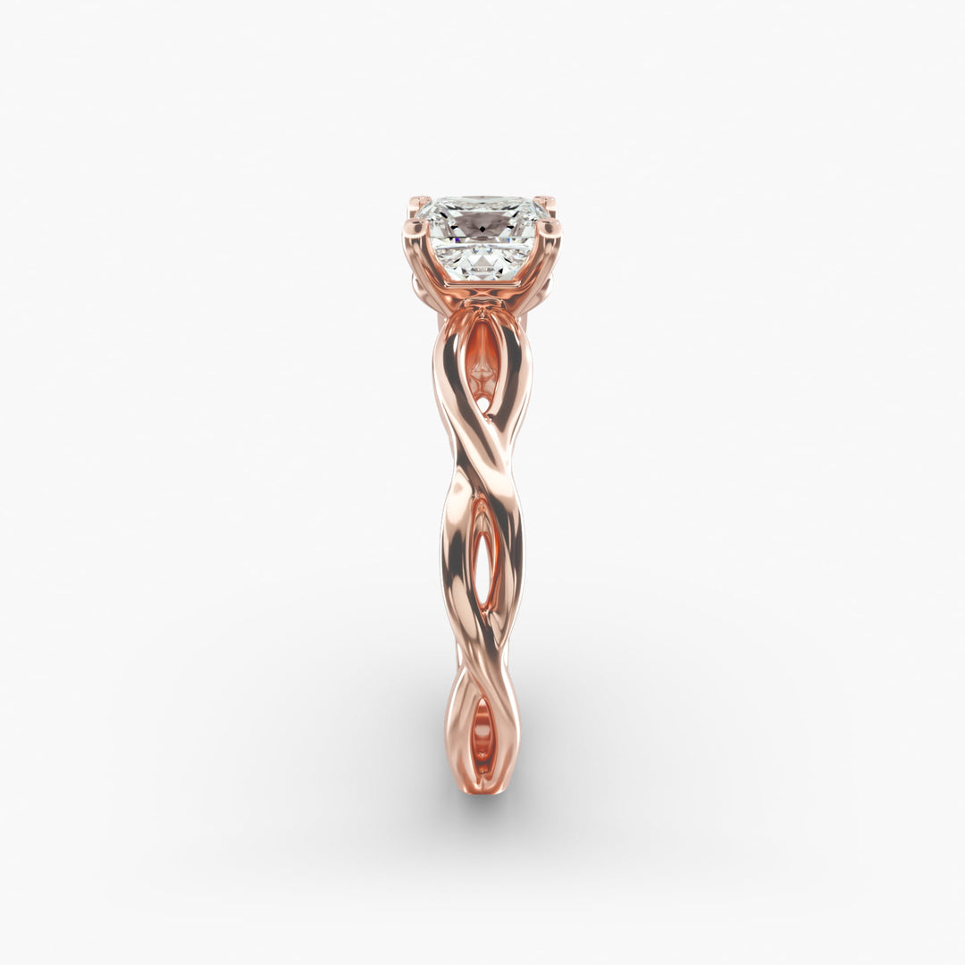 Princess Cut Twisted Lab-Grown Diamond Ring | 0.50–5.00 Carat | IGI Certified | Yellow, White, Rose Gold
