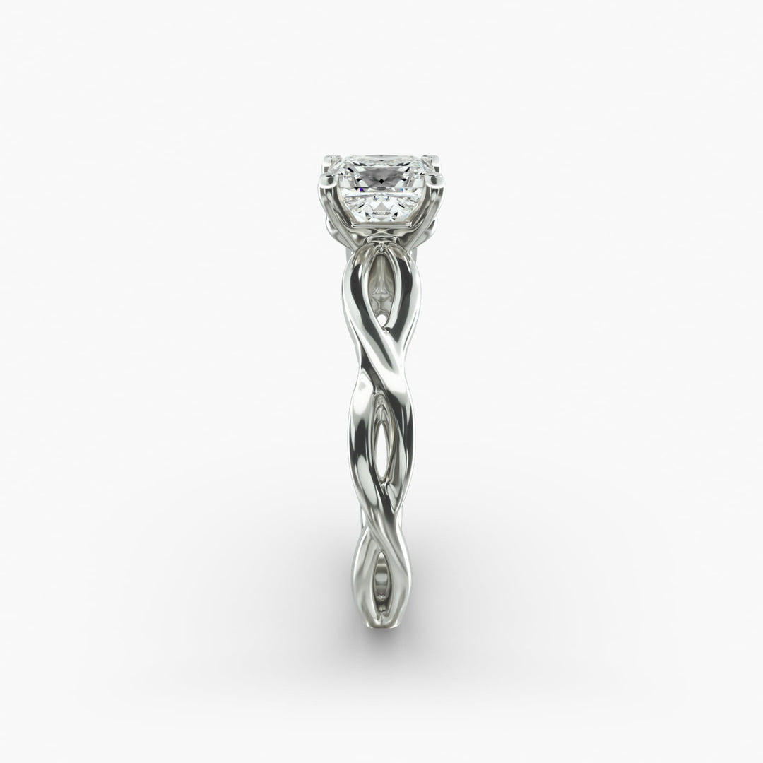 Princess Cut Twisted Lab-Grown Diamond Ring | 0.50–5.00 Carat | IGI Certified | Yellow, White, Rose Gold