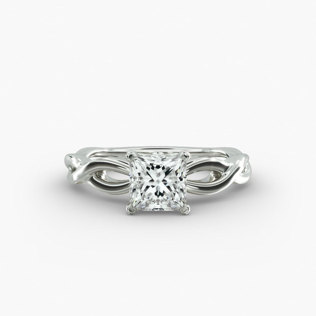 Princess Cut Twisted Lab-Grown Diamond Ring | 0.50–5.00 Carat | IGI Certified | Yellow, White, Rose Gold