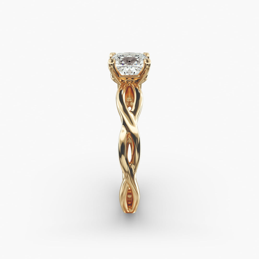 Princess Cut Twisted Lab-Grown Diamond Ring | 0.50–5.00 Carat | IGI Certified | Yellow, White, Rose Gold