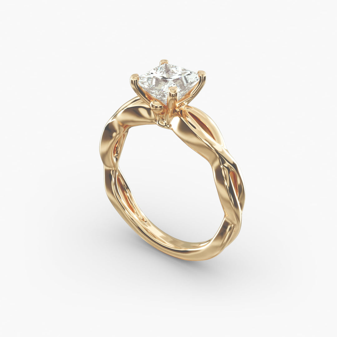 Princess Cut Twisted Lab-Grown Diamond Ring | 0.50–5.00 Carat | IGI Certified | Yellow, White, Rose Gold