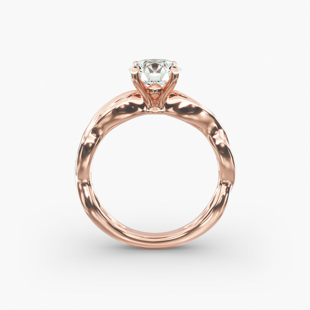 Round Brilliant Lab-Grown Diamond 4-Prong Twisted Band Ring | IGI Certified | 10K/14K/18K Gold