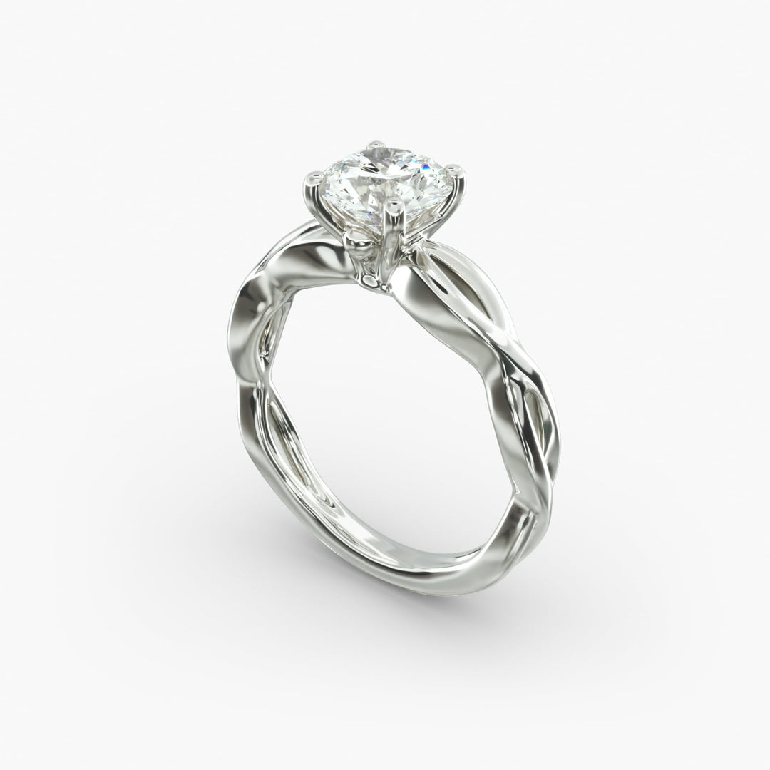Round Brilliant Lab-Grown Diamond 4-Prong Twisted Band Ring | IGI Certified | 10K/14K/18K Gold