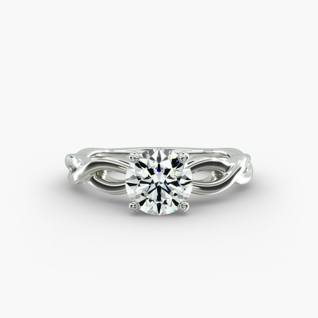 Round Brilliant Lab-Grown Diamond 4-Prong Twisted Band Ring | IGI Certified | 10K/14K/18K Gold