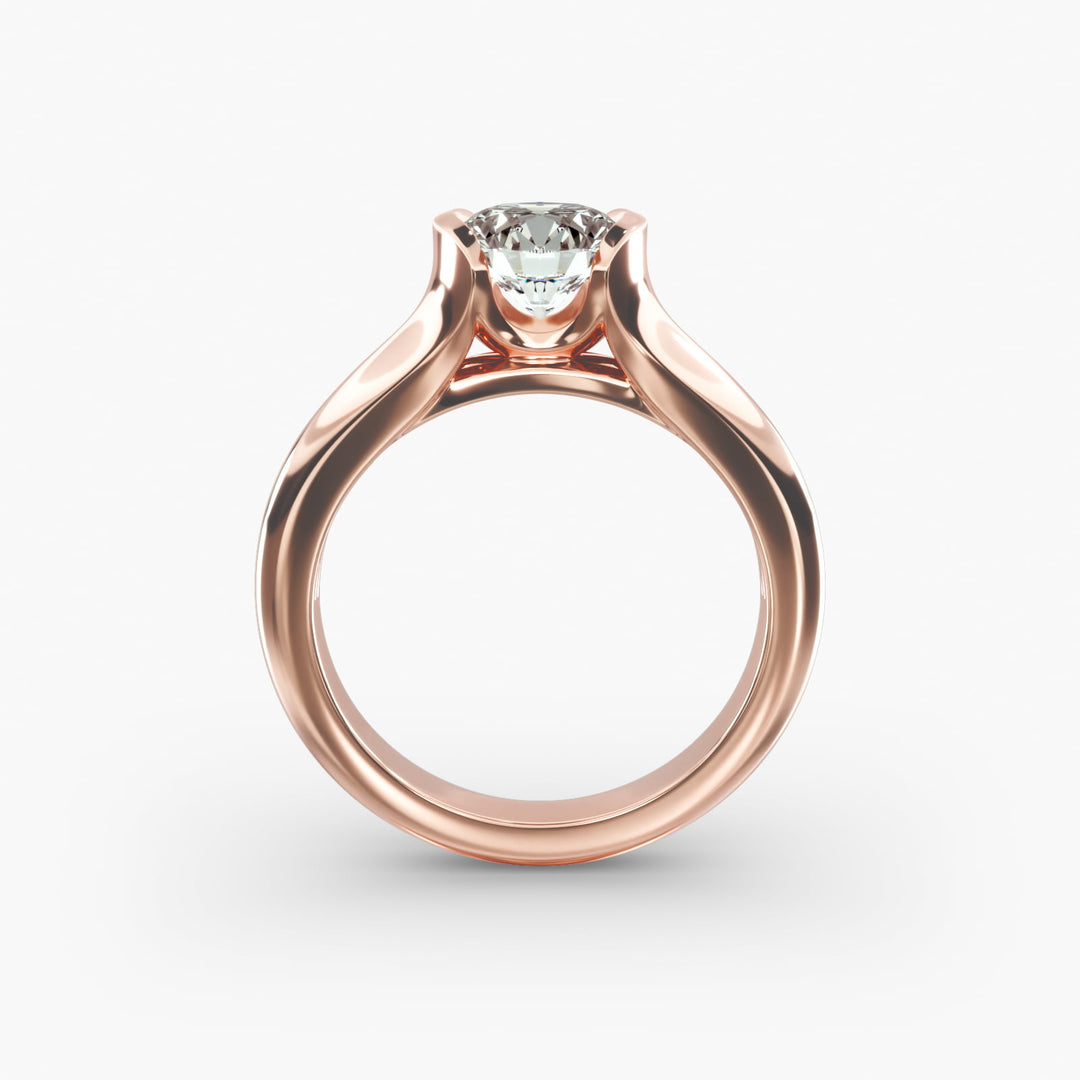 Round Cut Half Bezel Lab-Grown Diamond Ring | 0.50–5.00 Carat | IGI Certified | Yellow, White, Rose Gold