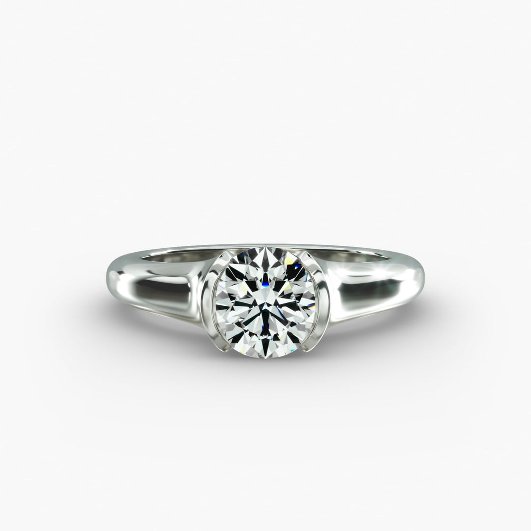 Round Cut Half Bezel Lab-Grown Diamond Ring | 0.50–5.00 Carat | IGI Certified | Yellow, White, Rose Gold