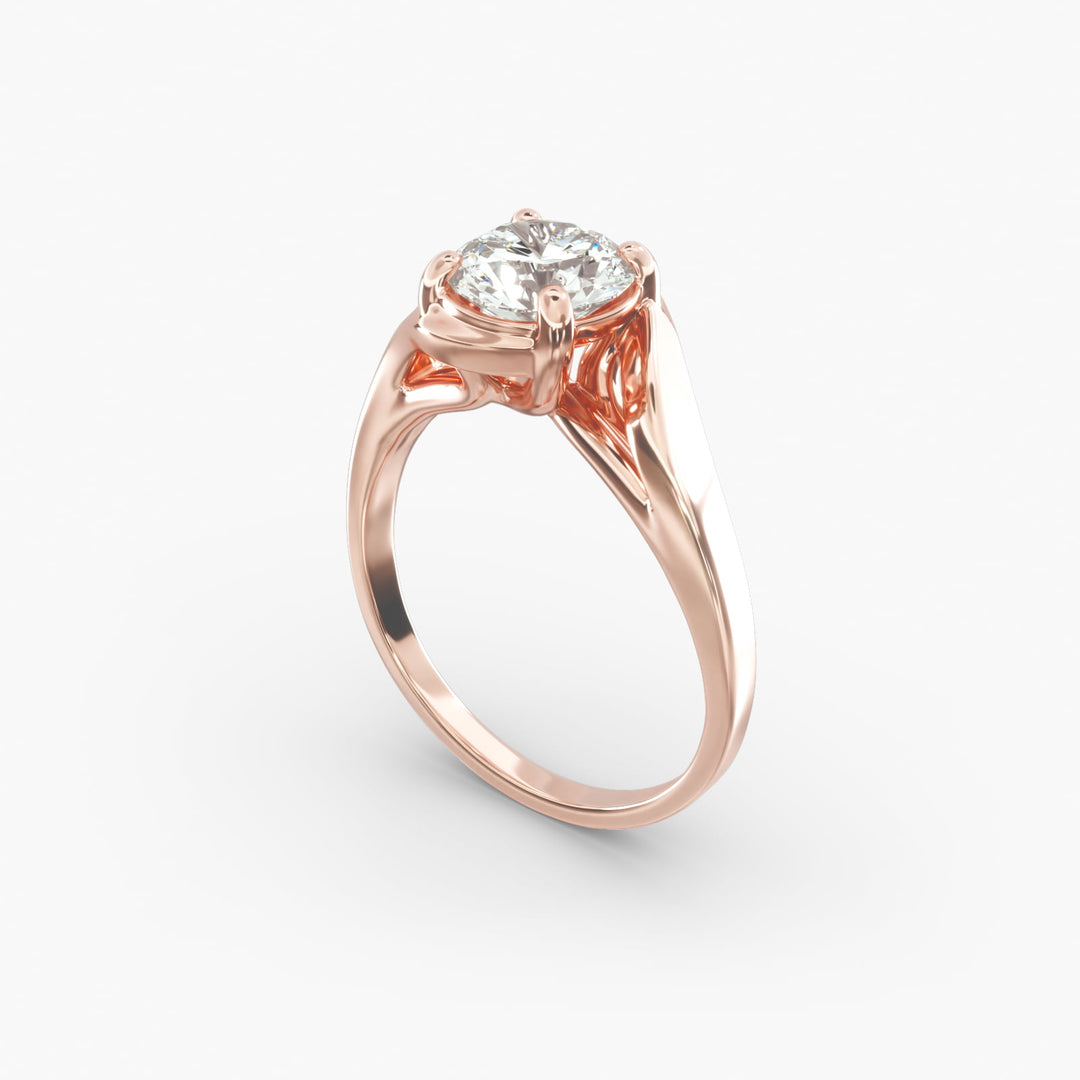 Round Cut Twisted Lab-Grown Diamond Ring | 0.50–5.00 Carat | IGI Certified | Yellow, White, Rose Gold