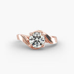 Load image into Gallery viewer, Round Cut Twisted Lab-Grown Diamond Ring | 0.50–5.00 Carat | IGI Certified | Yellow, White, Rose Gold
