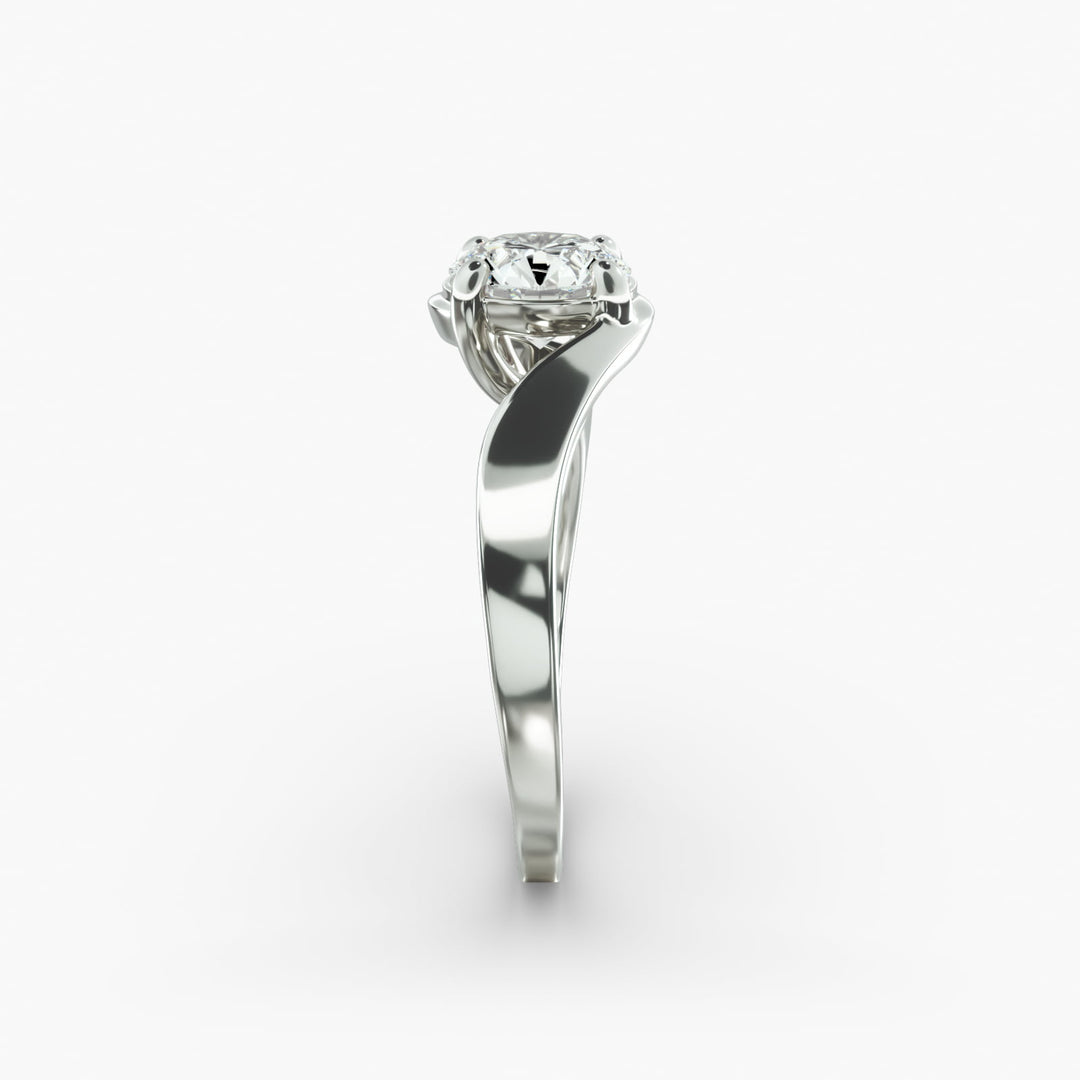 Round Cut Twisted Lab-Grown Diamond Ring | 0.50–5.00 Carat | IGI Certified | Yellow, White, Rose Gold