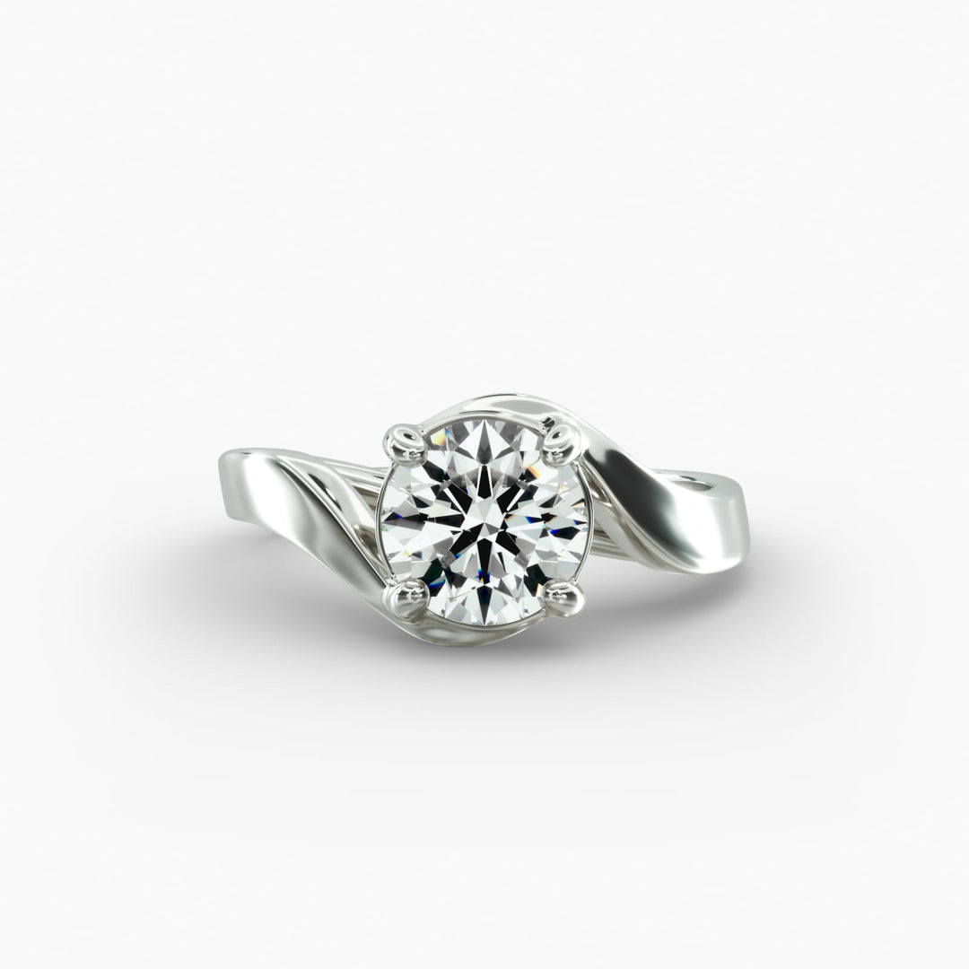 Round Cut Twisted Lab-Grown Diamond Ring | 0.50–5.00 Carat | IGI Certified | Yellow, White, Rose Gold