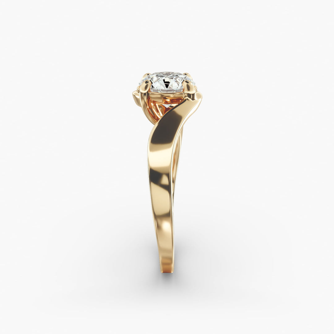 Round Cut Twisted Lab-Grown Diamond Ring | 0.50–5.00 Carat | IGI Certified | Yellow, White, Rose Gold