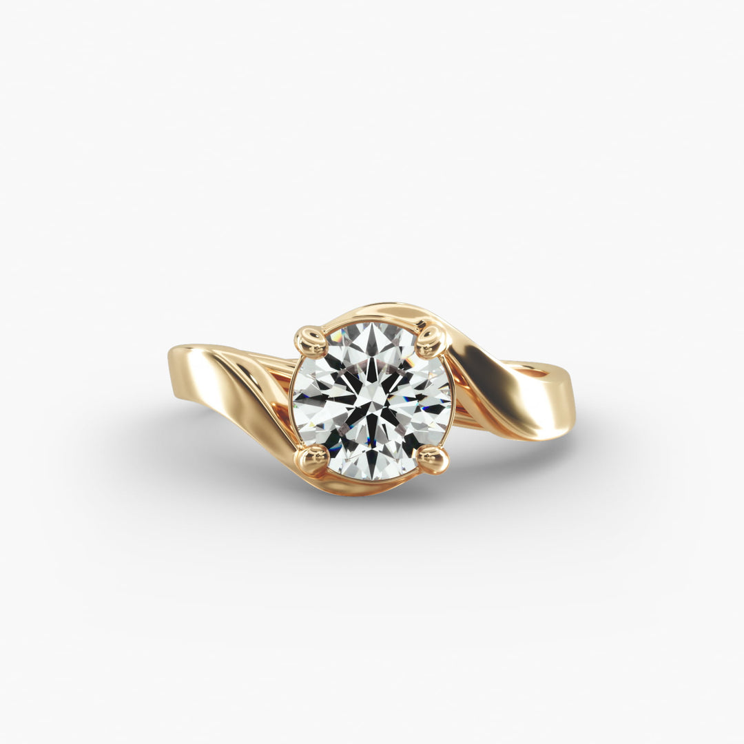 Round Cut Twisted Lab-Grown Diamond Ring | 0.50–5.00 Carat | IGI Certified | Yellow, White, Rose Gold