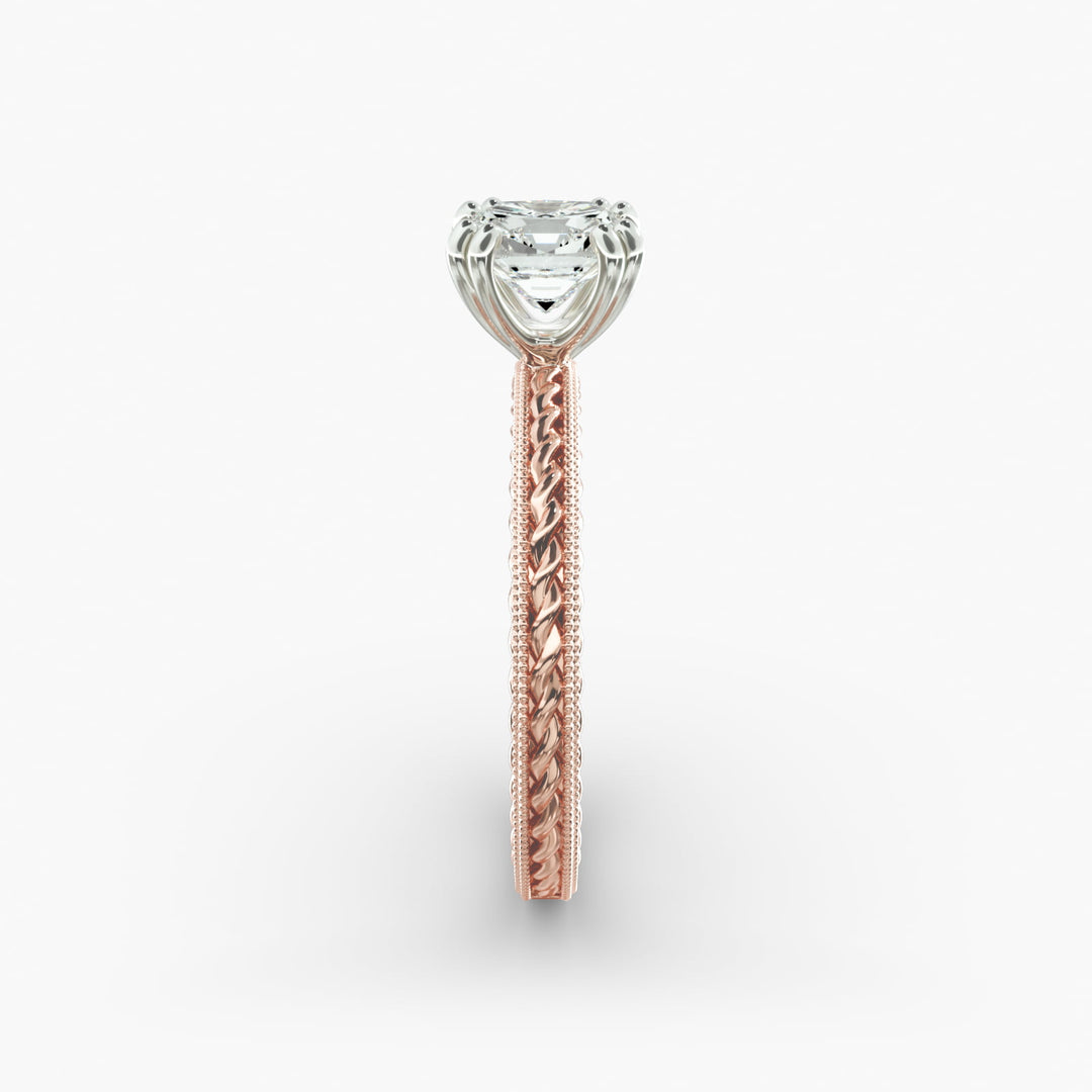 Cushion Lab-Grown Diamond — Milgrain Rope/Cable Band | IGI Certified | 10K/14K/18K Gold