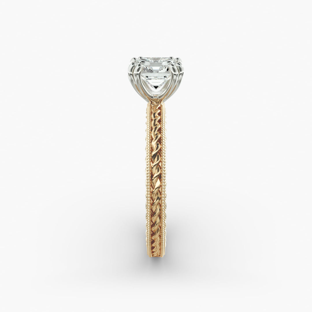 Cushion Lab-Grown Diamond — Milgrain Rope/Cable Band | IGI Certified | 10K/14K/18K Gold