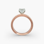 Load image into Gallery viewer, Emerald Cut Lab-Grown Diamond Rope Band Ring with Milgrain | IGI Certified | 10K/14K/18K Gold
