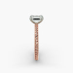 Load image into Gallery viewer, Emerald Cut Lab-Grown Diamond Rope Band Ring with Milgrain | IGI Certified | 10K/14K/18K Gold
