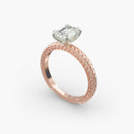 Load image into Gallery viewer, Emerald Cut Lab-Grown Diamond Rope Band Ring with Milgrain | IGI Certified | 10K/14K/18K Gold
