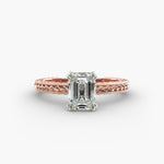 Load image into Gallery viewer, Emerald Cut Lab-Grown Diamond Rope Band Ring with Milgrain | IGI Certified | 10K/14K/18K Gold
