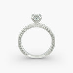 Load image into Gallery viewer, Emerald Cut Lab-Grown Diamond Rope Band Ring with Milgrain | IGI Certified | 10K/14K/18K Gold
