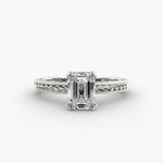 Load image into Gallery viewer, Emerald Cut Lab-Grown Diamond Rope Band Ring with Milgrain | IGI Certified | 10K/14K/18K Gold
