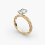 Load image into Gallery viewer, Emerald Cut Lab-Grown Diamond Rope Band Ring with Milgrain | IGI Certified | 10K/14K/18K Gold
