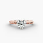 Load image into Gallery viewer, Heart Lab-Grown Diamond Ring – Rope Band with Milgrain | IGI Certified | 10K/14K/18K Gold

