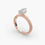 Load image into Gallery viewer, Marquise Lab-Grown Diamond Ring – Twisted Rope Band with Milgrain | IGI Certified | 10K/14K/18K Gold
