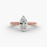 Load image into Gallery viewer, Marquise Lab-Grown Diamond Ring – Twisted Rope Band with Milgrain | IGI Certified | 10K/14K/18K Gold
