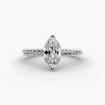 Load image into Gallery viewer, Marquise Lab-Grown Diamond Ring – Twisted Rope Band with Milgrain | IGI Certified | 10K/14K/18K Gold
