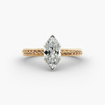 Load image into Gallery viewer, Marquise Lab-Grown Diamond Ring – Twisted Rope Band with Milgrain | IGI Certified | 10K/14K/18K Gold
