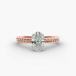Load image into Gallery viewer, Oval Lab-Grown Diamond Ring – Rope Band with Milgrain | IGI Certified | 10K/14K/18K Gold
