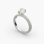 Load image into Gallery viewer, Pear Shape Lab-Grown Diamond Ring — 6-Prong Rope Band with Milgrain | IGI Certified | 10K/14K/18K Gold
