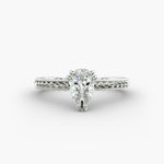 Load image into Gallery viewer, Pear Shape Lab-Grown Diamond Ring — 6-Prong Rope Band with Milgrain | IGI Certified | 10K/14K/18K Gold
