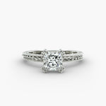Load image into Gallery viewer, Princess Cut Eight Prong Milgrain Rope Style Lab-Grown Diamond Ring | 0.50–5.00 Carat | IGI Certified | Yellow, White, Rose Gold
