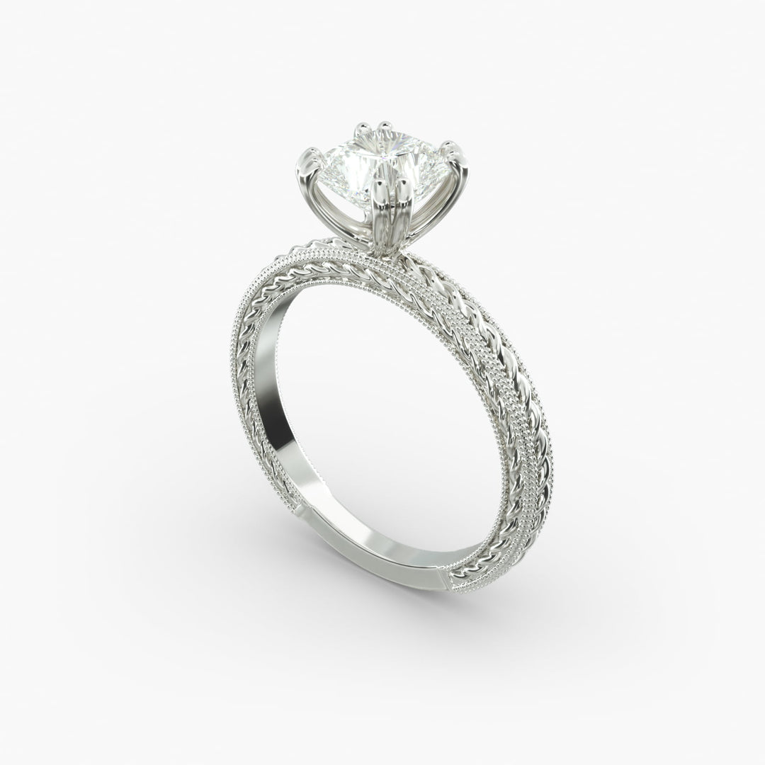 Radiant Cut Lab-Grown Diamond Rope Band Ring with Milgrain | IGI Certified | 10K/14K/18K Gold