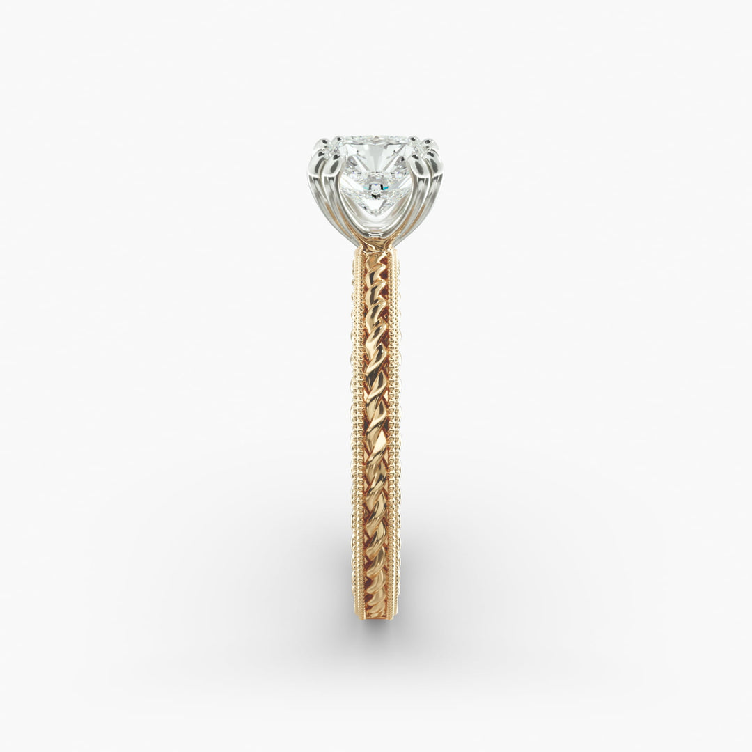 Radiant Cut Lab-Grown Diamond Rope Band Ring with Milgrain | IGI Certified | 10K/14K/18K Gold