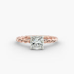 Load image into Gallery viewer, Cushion Lab-Grown Diamond Rope-Style Engagement Ring | Textured Solitaire Design | IGI Certified | 10K/14K/18K Gold

