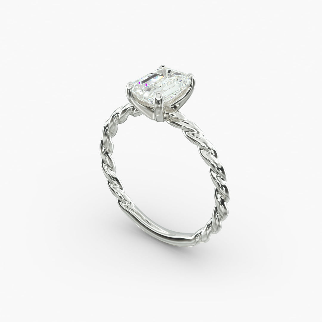 Emerald Lab-Grown Diamond Rope Cable Band Ring | IGI Certified | 10K/14K/18K Gold