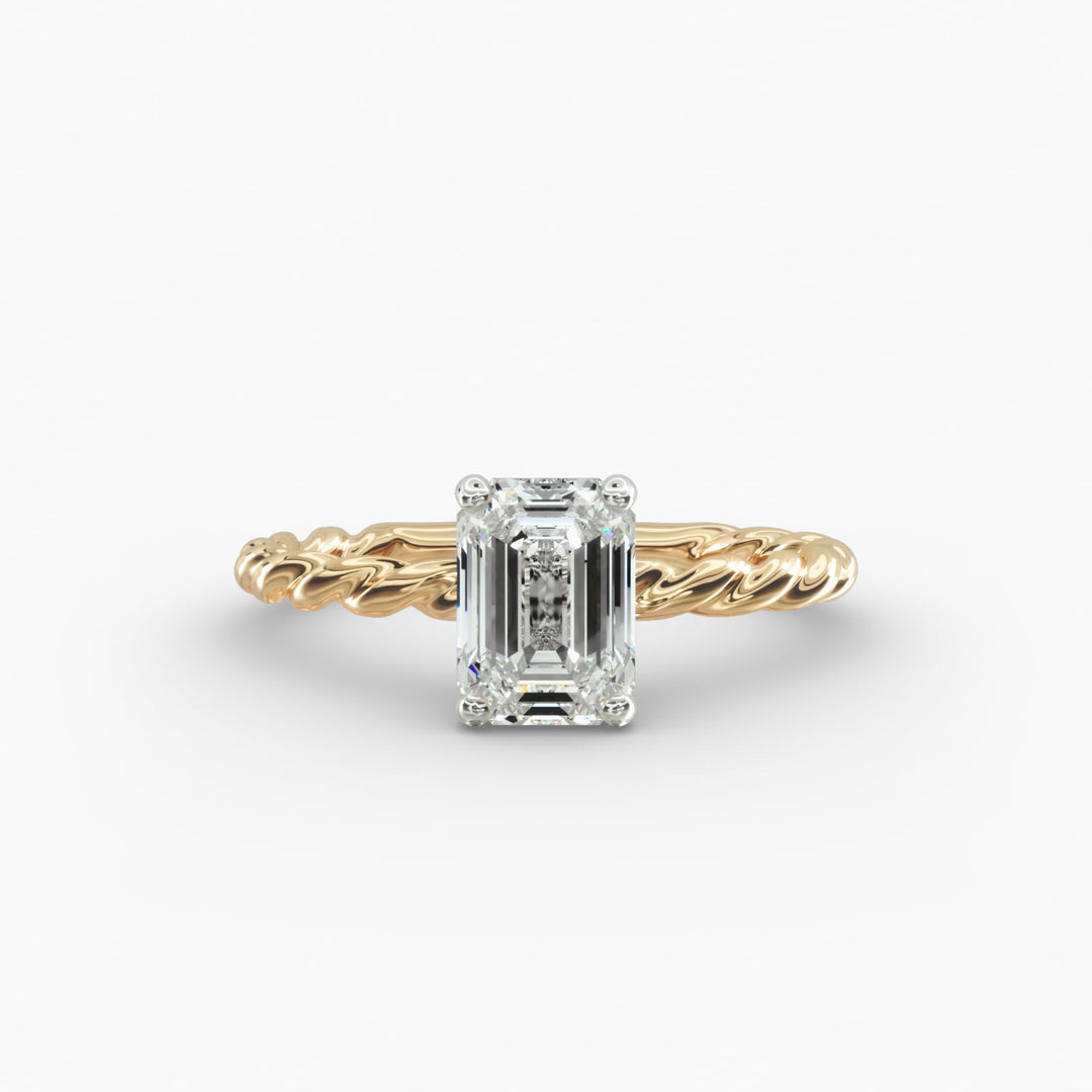 Emerald Lab-Grown Diamond Rope Cable Band Ring | IGI Certified | 10K/14K/18K Gold