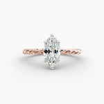 Load image into Gallery viewer, Marquise Lab-Grown Diamond Rope Band Engagement Ring | Solitaire Design | IGI Certified | 10K/14K/18K Gold
