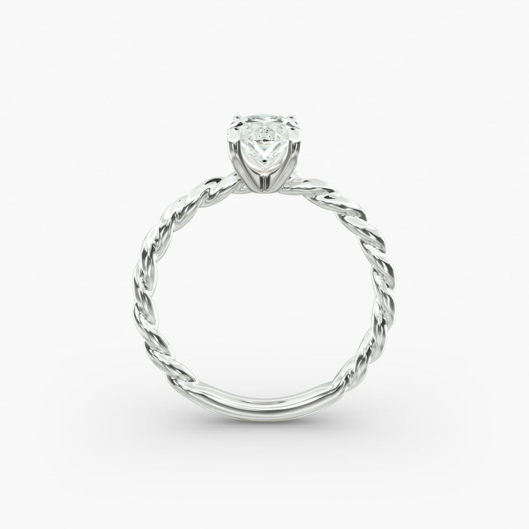 Oval Lab-Grown Diamond Rope Band Engagement Ring | Solitaire Design | IGI Certified | 10K/14K/18K Gold