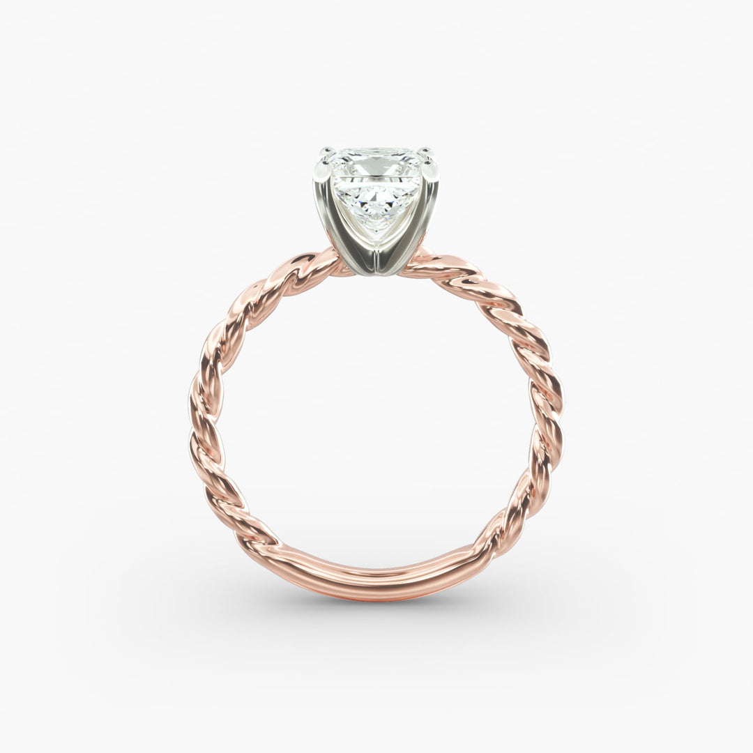 Princess Cut Rope Band Lab-Grown Diamond Ring | 0.50–5.00 Carat | IGI Certified | Yellow, White, Rose Gold